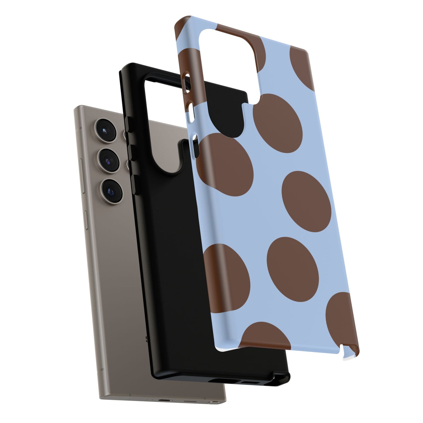Phone Case - Blue with Brown Polka Dots (Tough Protective Phone Case)