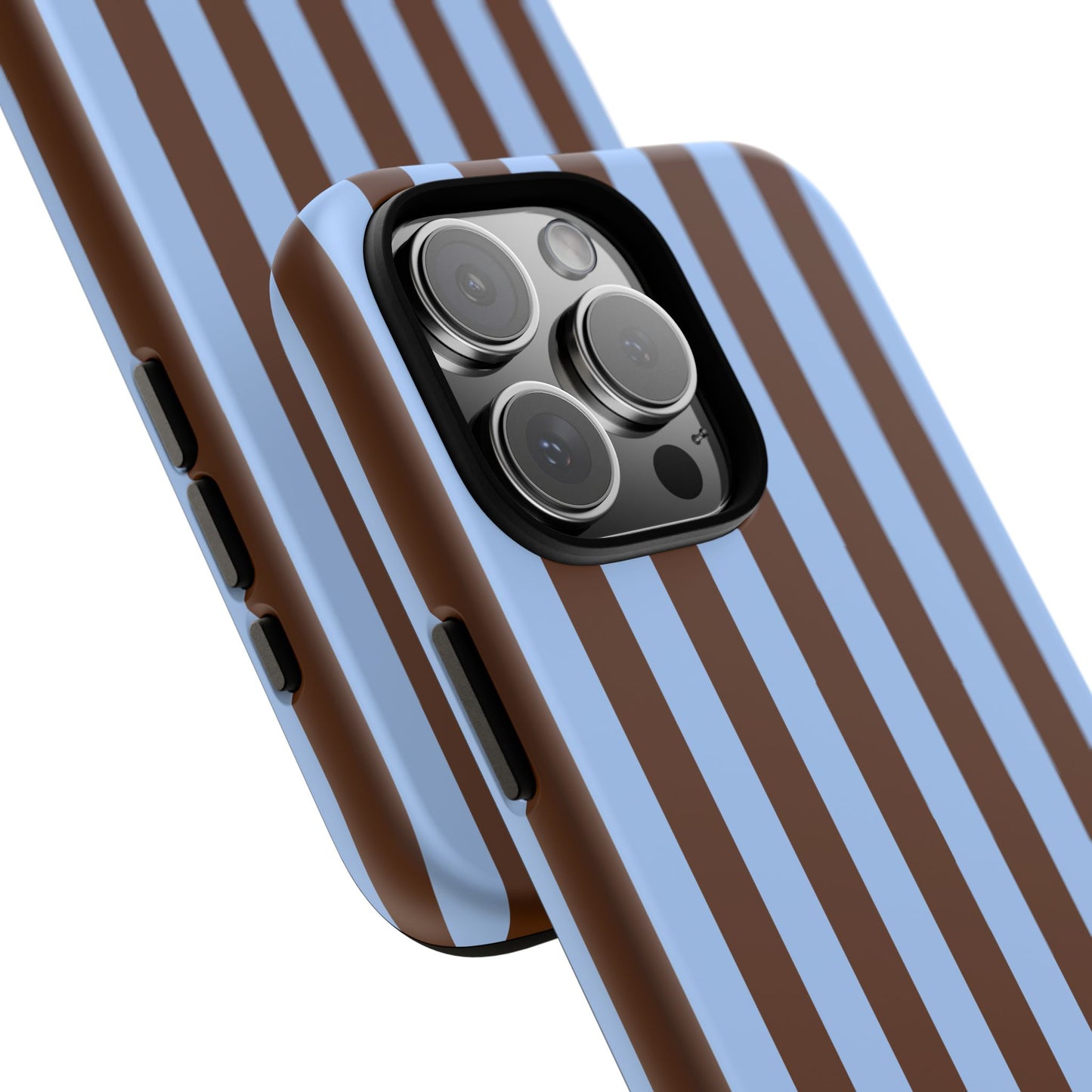 Blue & Brown Vertical Stripe Tough Phone Case — Durable Protective Cover