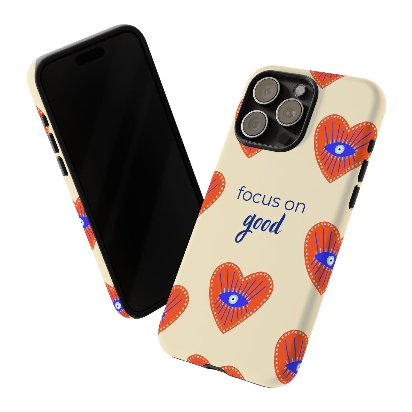Phone Case — "Focus on Good" Heart Pattern Protective Case