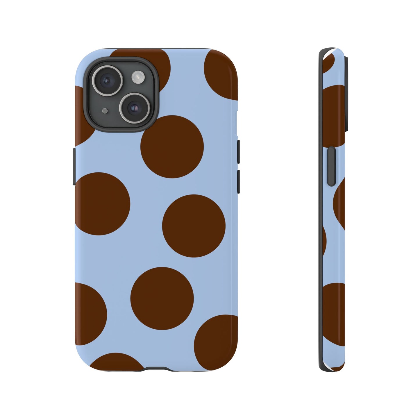 Phone Case - Blue with Brown Polka Dots (Tough Protective Phone Case)