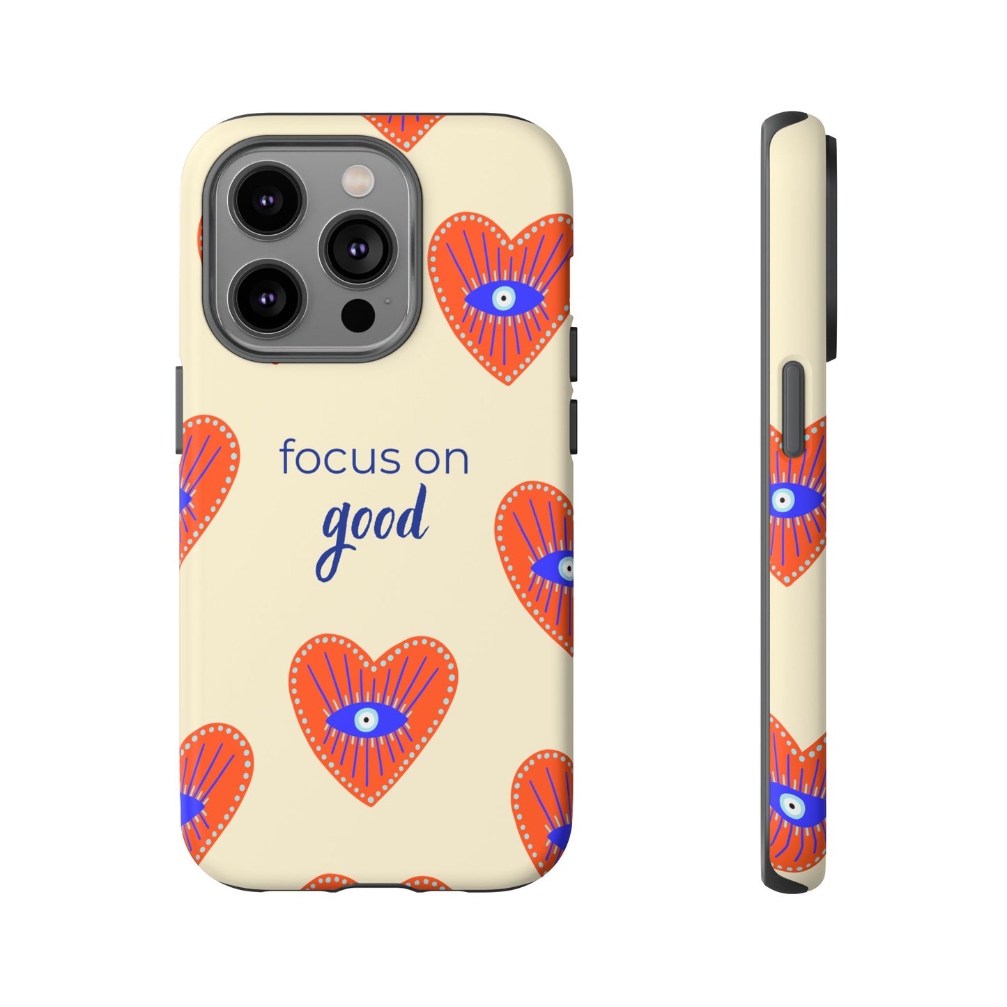Phone Case — "Focus on Good" Heart Pattern Protective Case