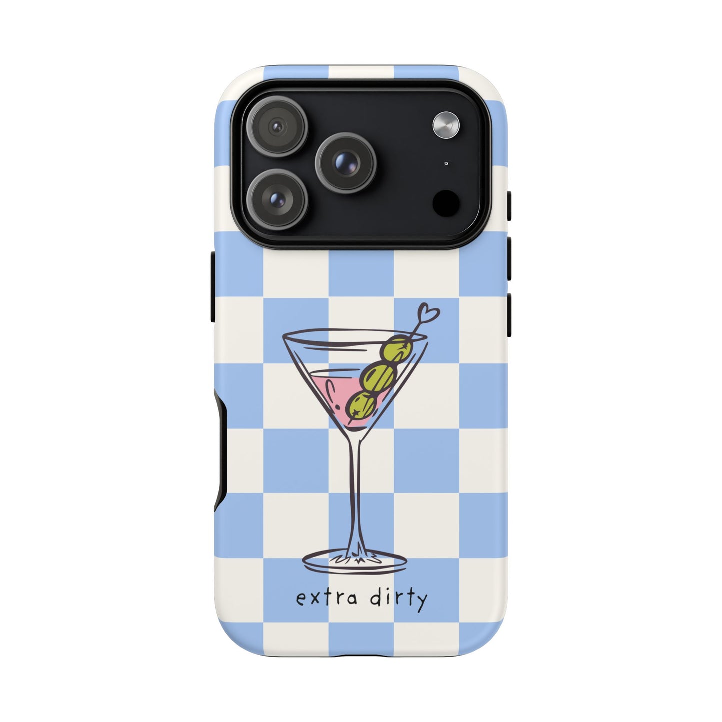 Phone Case — Blue Check Martini "extra dirty" Design