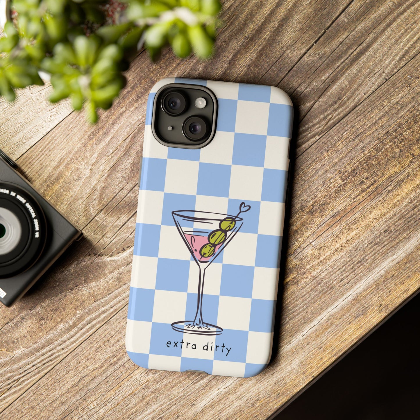 Phone Case — Blue Check Martini "extra dirty" Design