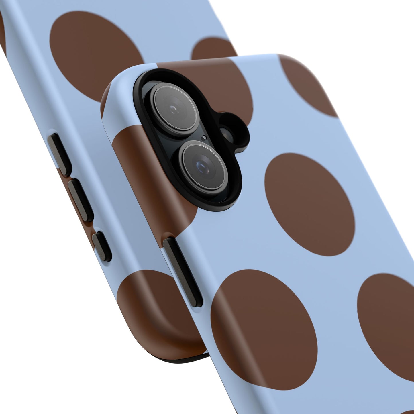 Phone Case - Blue with Brown Polka Dots (Tough Protective Phone Case)