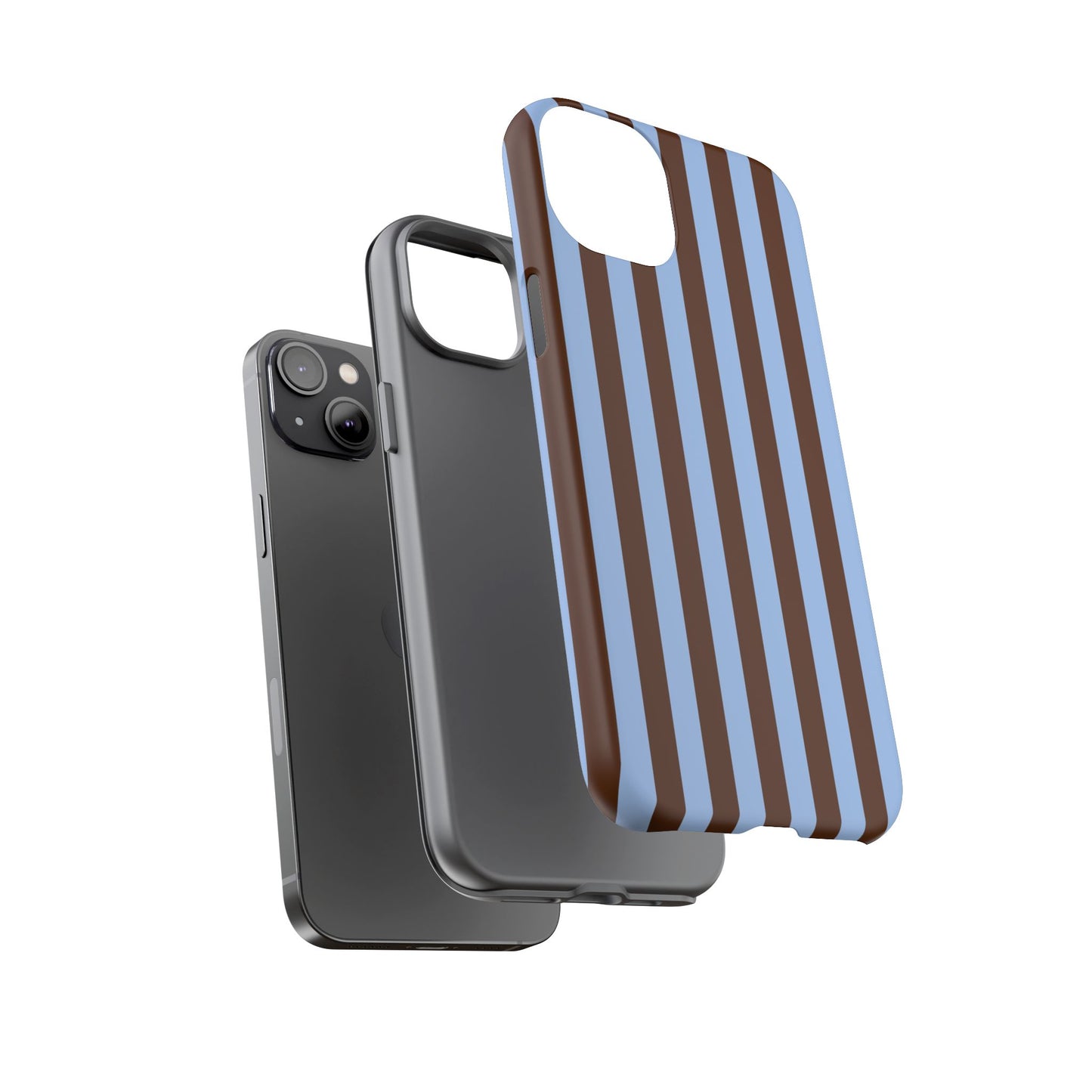 Blue & Brown Vertical Stripe Tough Phone Case — Durable Protective Cover