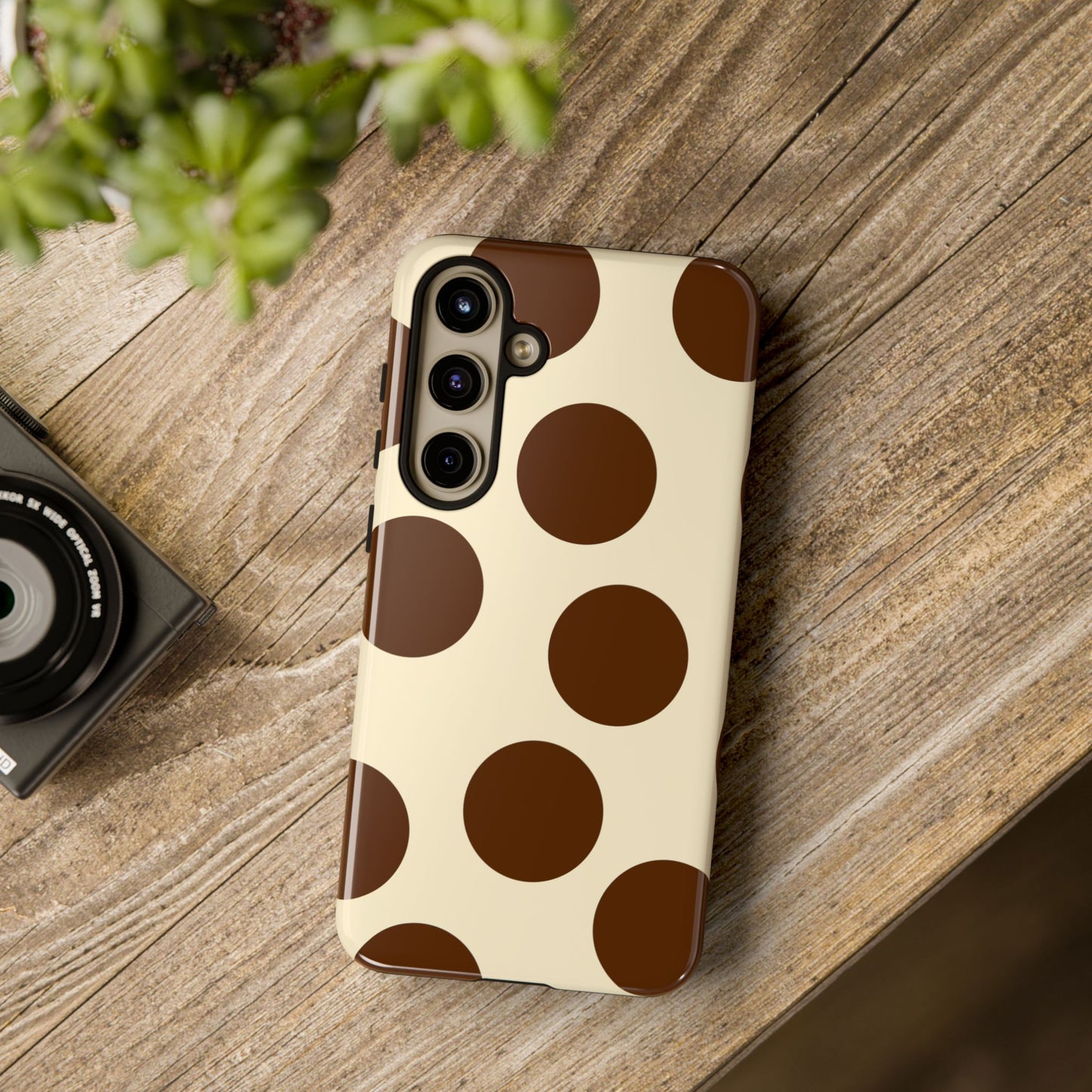 Brown Polka Dot Phone Case — Retro Large Dot Tough Case