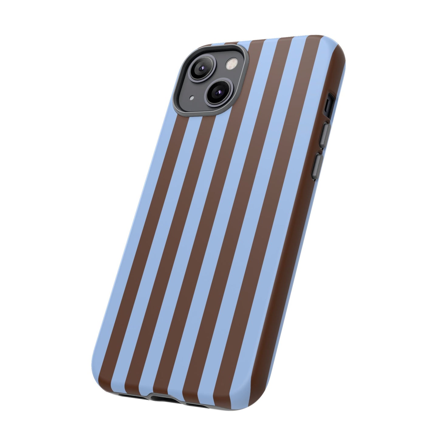 Blue & Brown Vertical Stripe Tough Phone Case — Durable Protective Cover