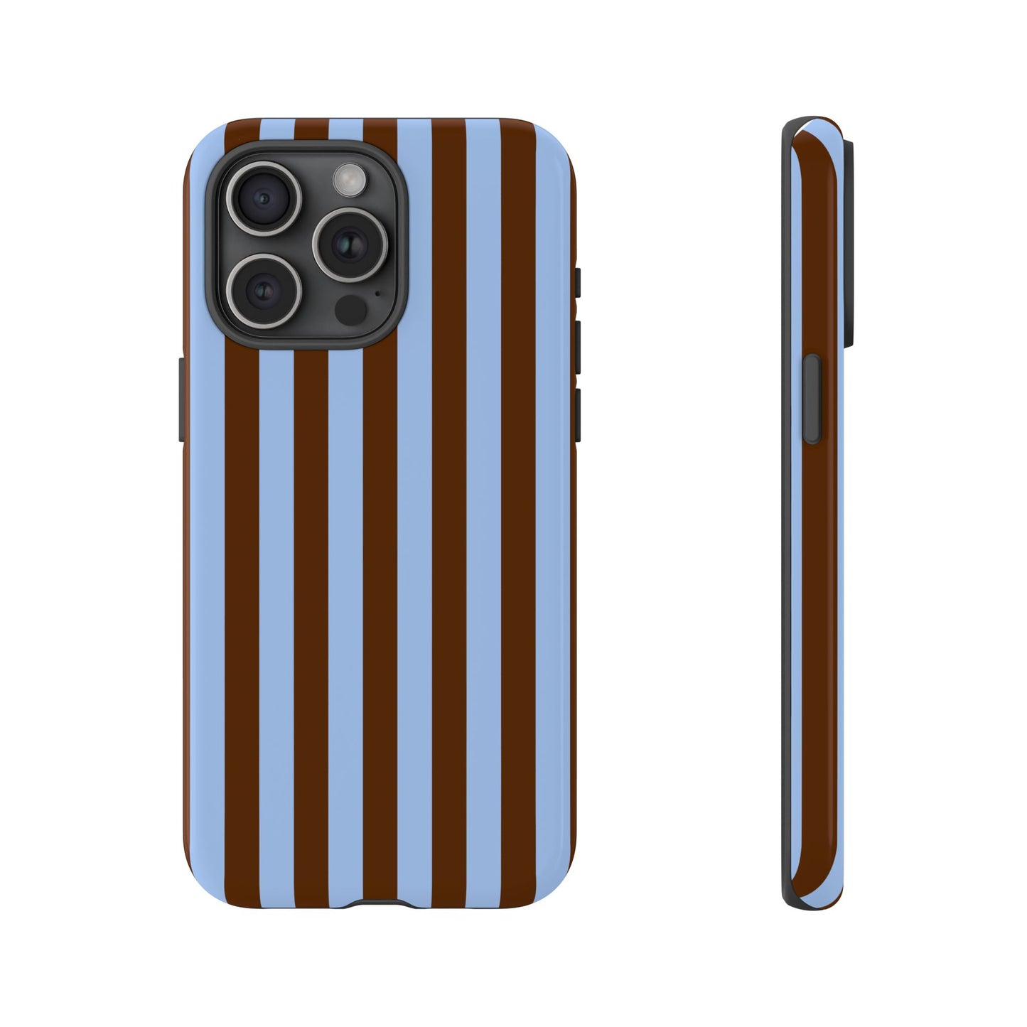 Blue & Brown Vertical Stripe Tough Phone Case — Durable Protective Cover