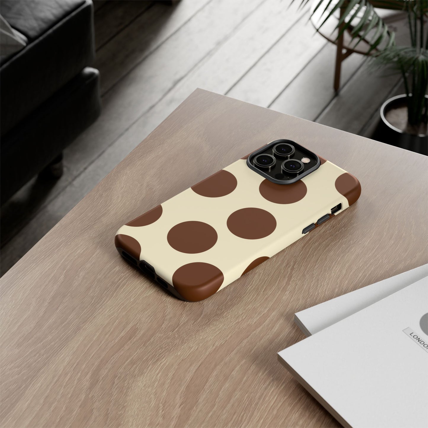 Brown Polka Dot Phone Case — Retro Large Dot Tough Case