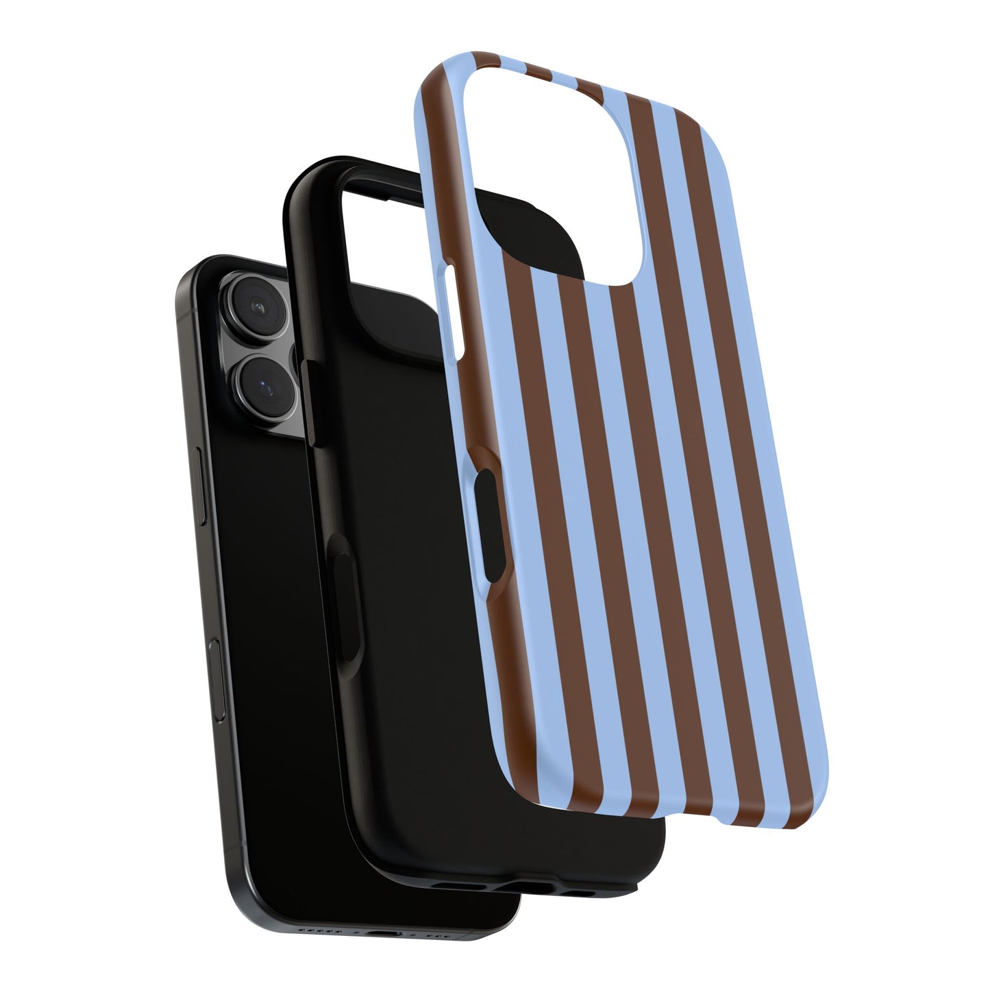 Blue & Brown Vertical Stripe Tough Phone Case — Durable Protective Cover