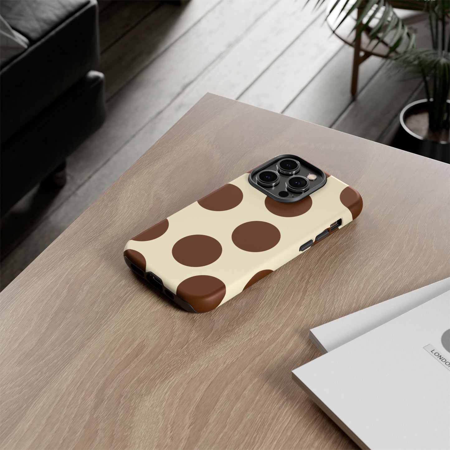 Brown Polka Dot Phone Case — Retro Large Dot Tough Case