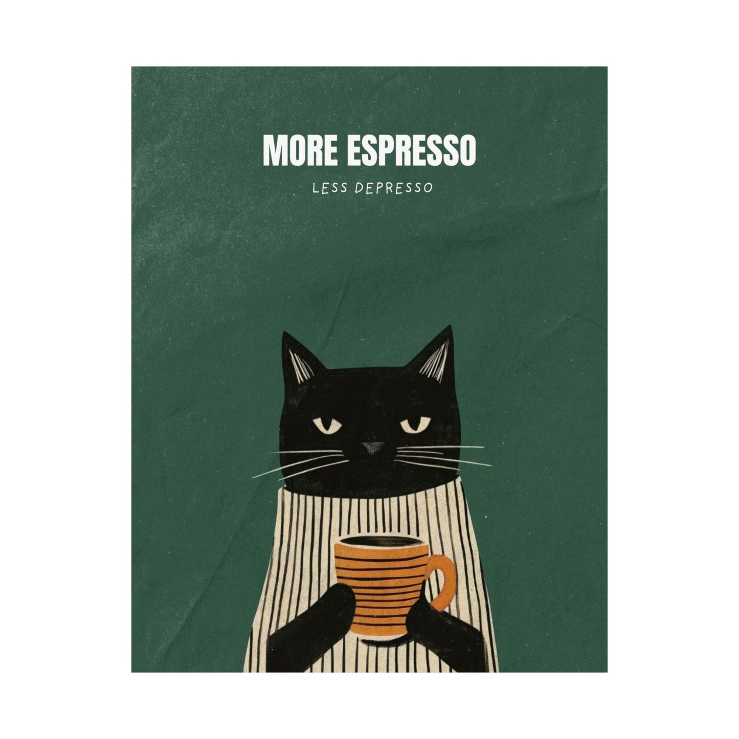 (Upload your pet photo) Cat Coffee Poster — Matte Vertical Wall Art