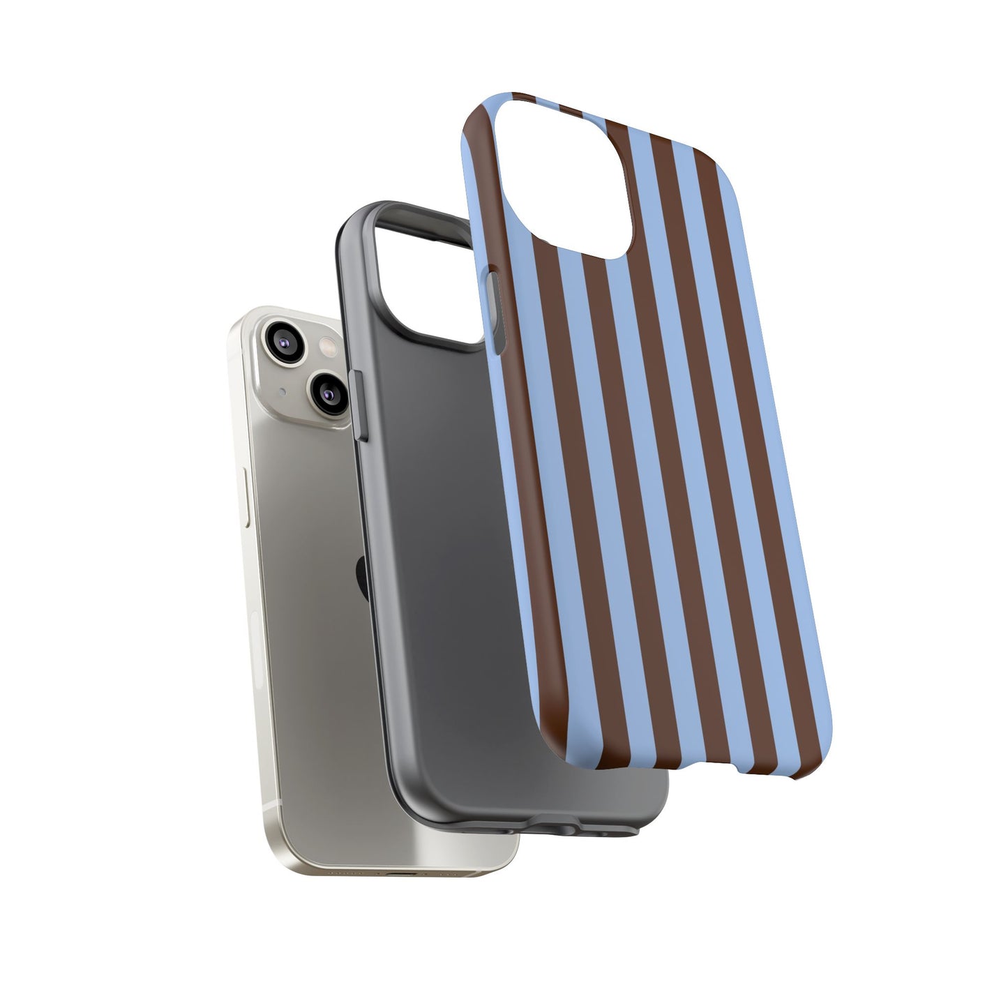Blue & Brown Vertical Stripe Tough Phone Case — Durable Protective Cover
