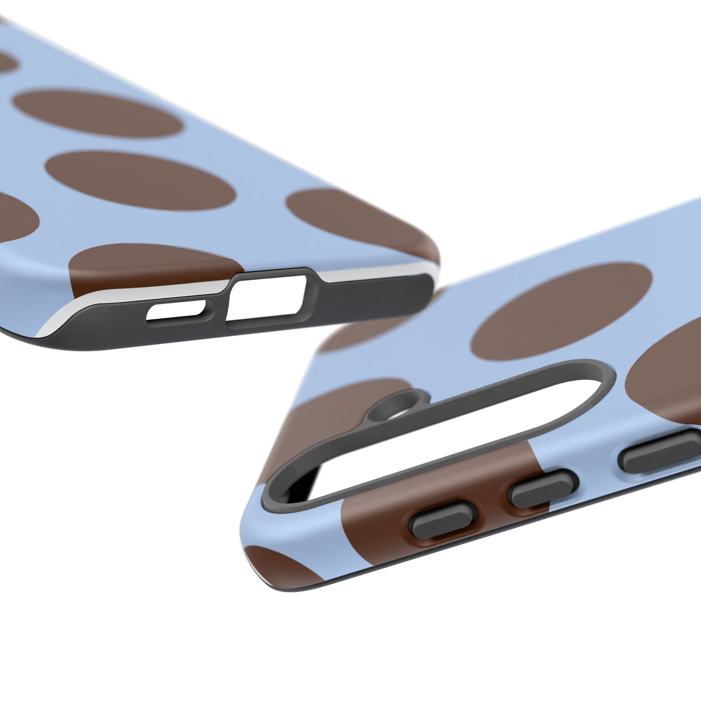 Phone Case - Blue with Brown Polka Dots (Tough Protective Phone Case)