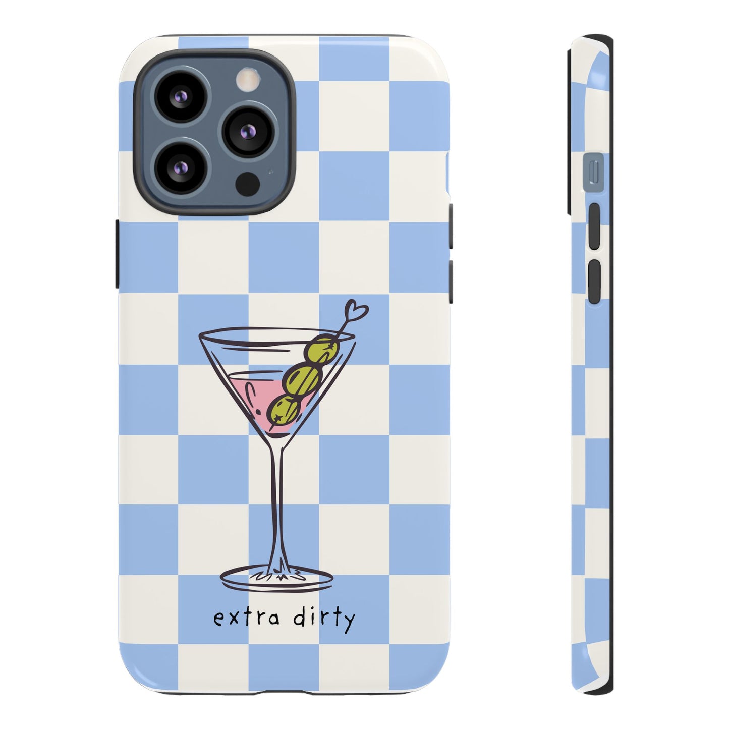 Phone Case — Blue Check Martini "extra dirty" Design