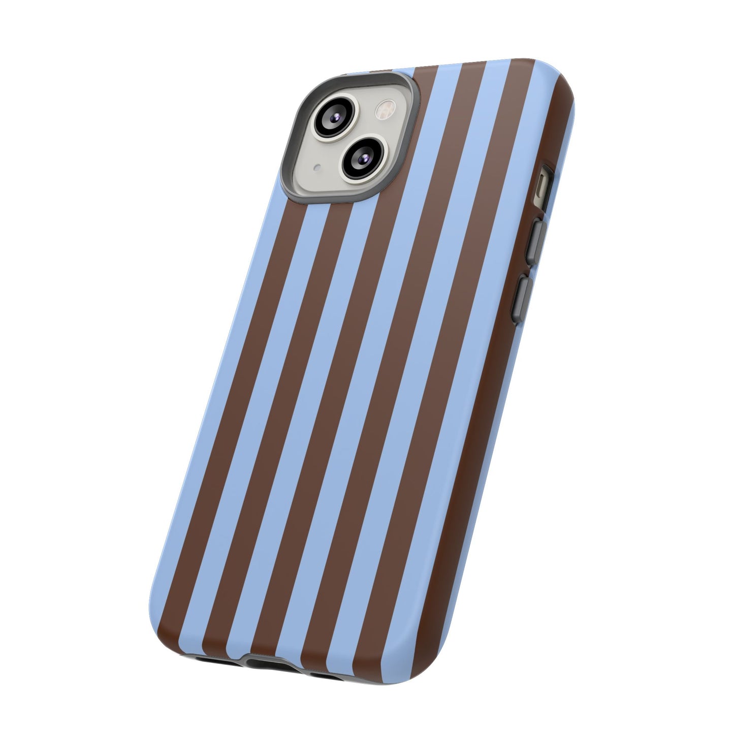 Blue & Brown Vertical Stripe Tough Phone Case — Durable Protective Cover