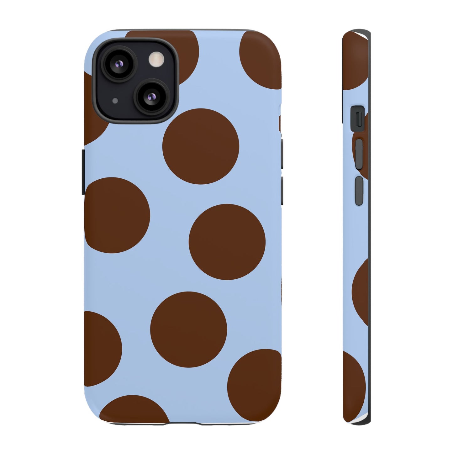 Phone Case - Blue with Brown Polka Dots (Tough Protective Phone Case)