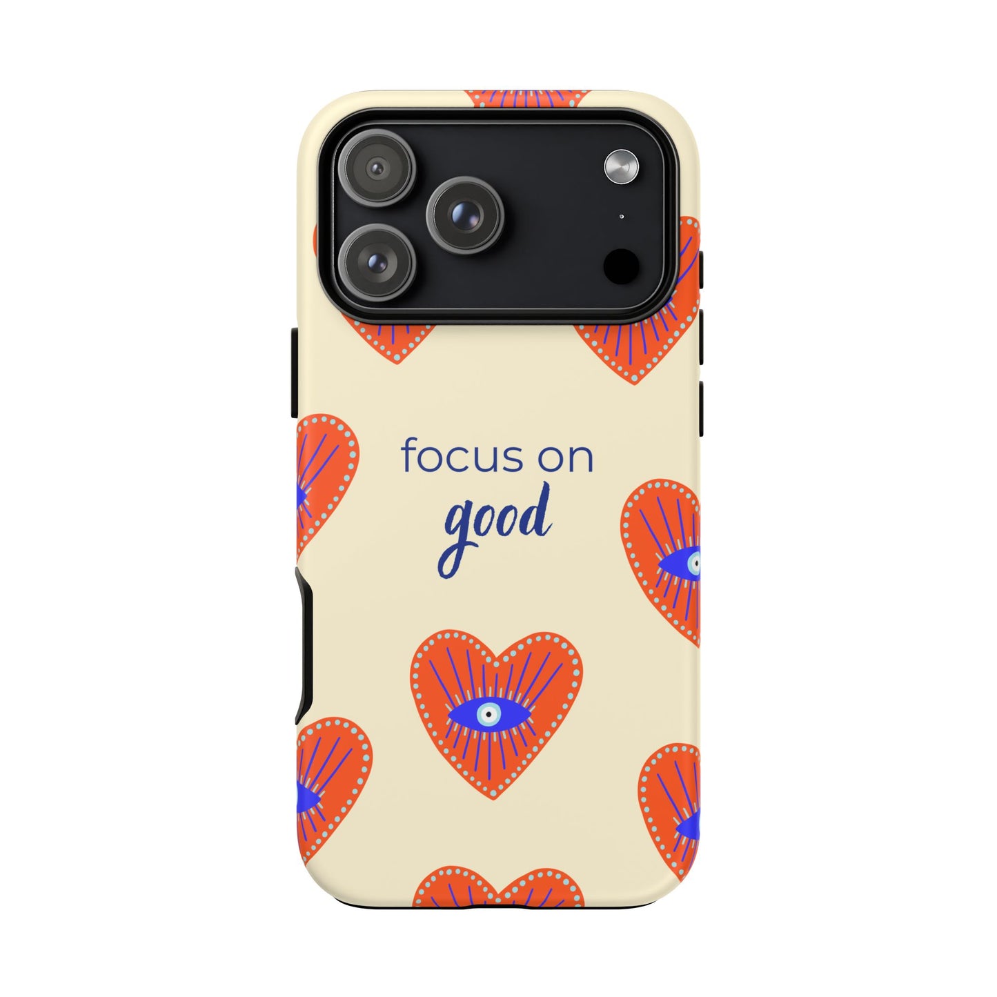 Phone Case — "Focus on Good" Heart Pattern Protective Case