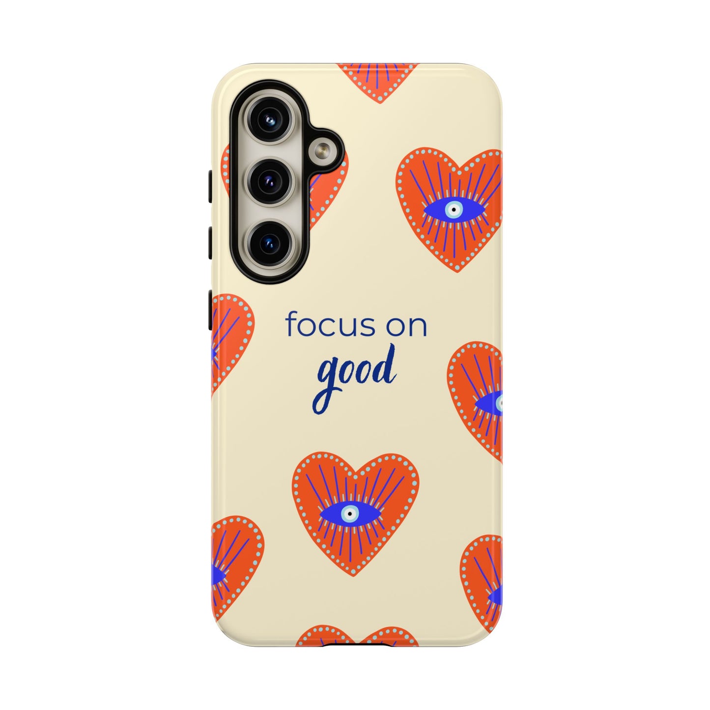 Phone Case — "Focus on Good" Heart Pattern Protective Case
