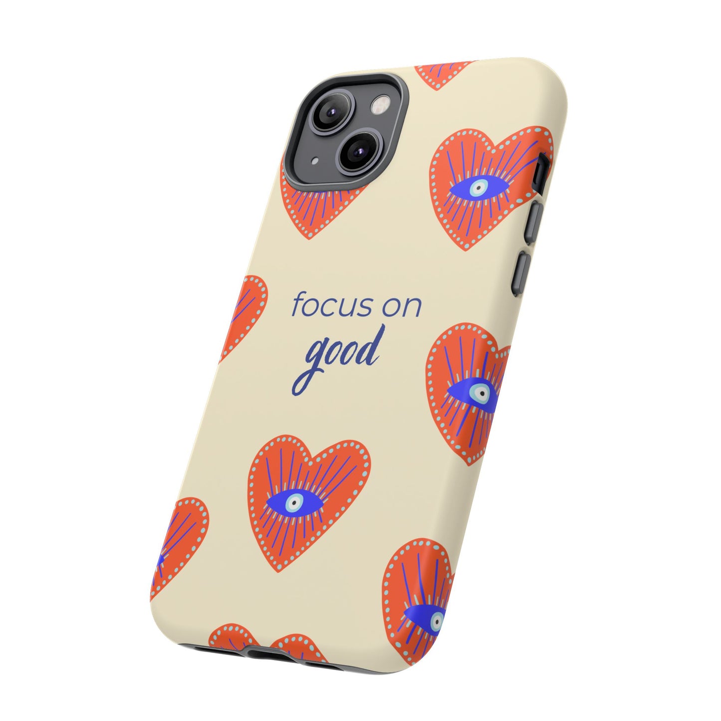 Phone Case — "Focus on Good" Heart Pattern Protective Case