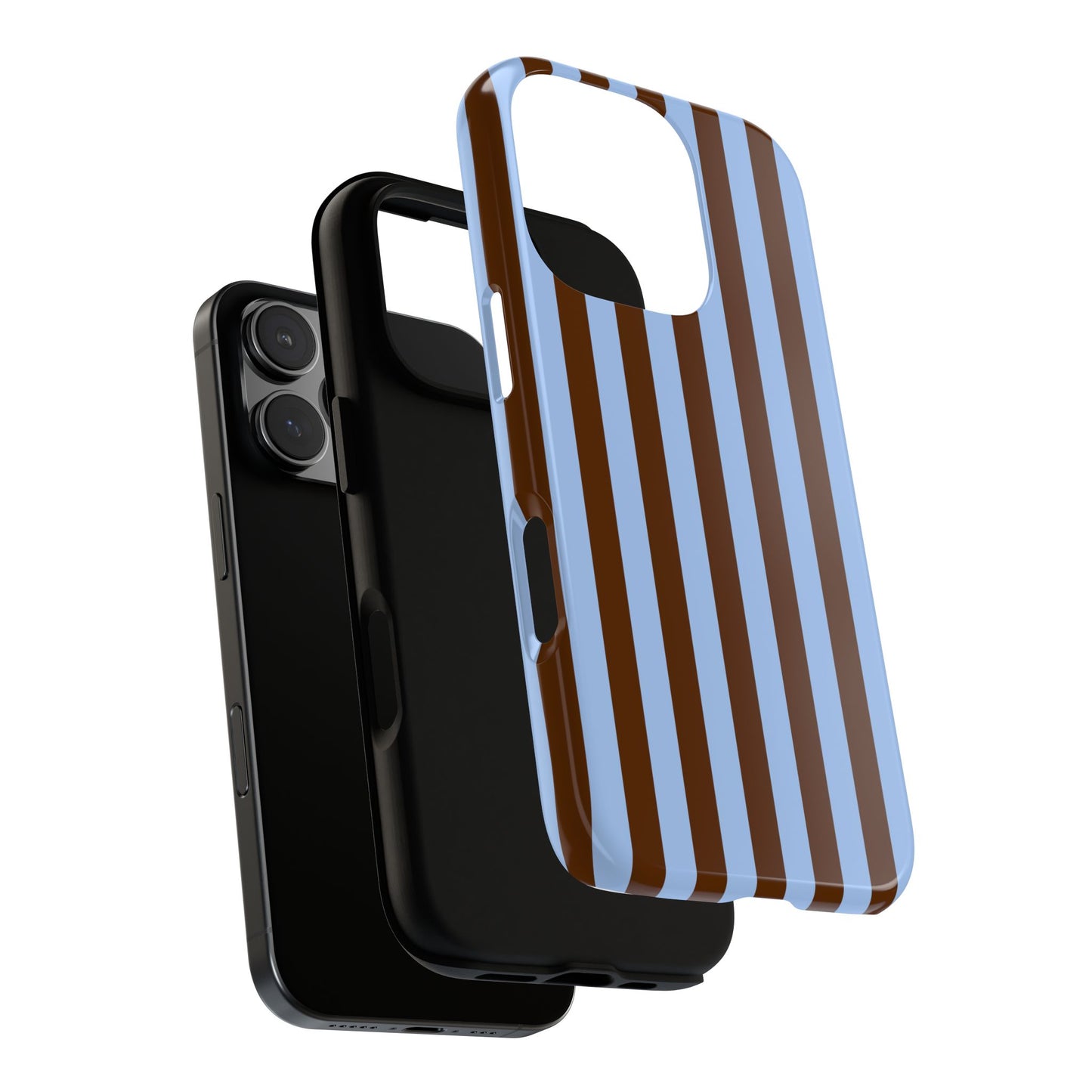 Blue & Brown Vertical Stripe Tough Phone Case — Durable Protective Cover