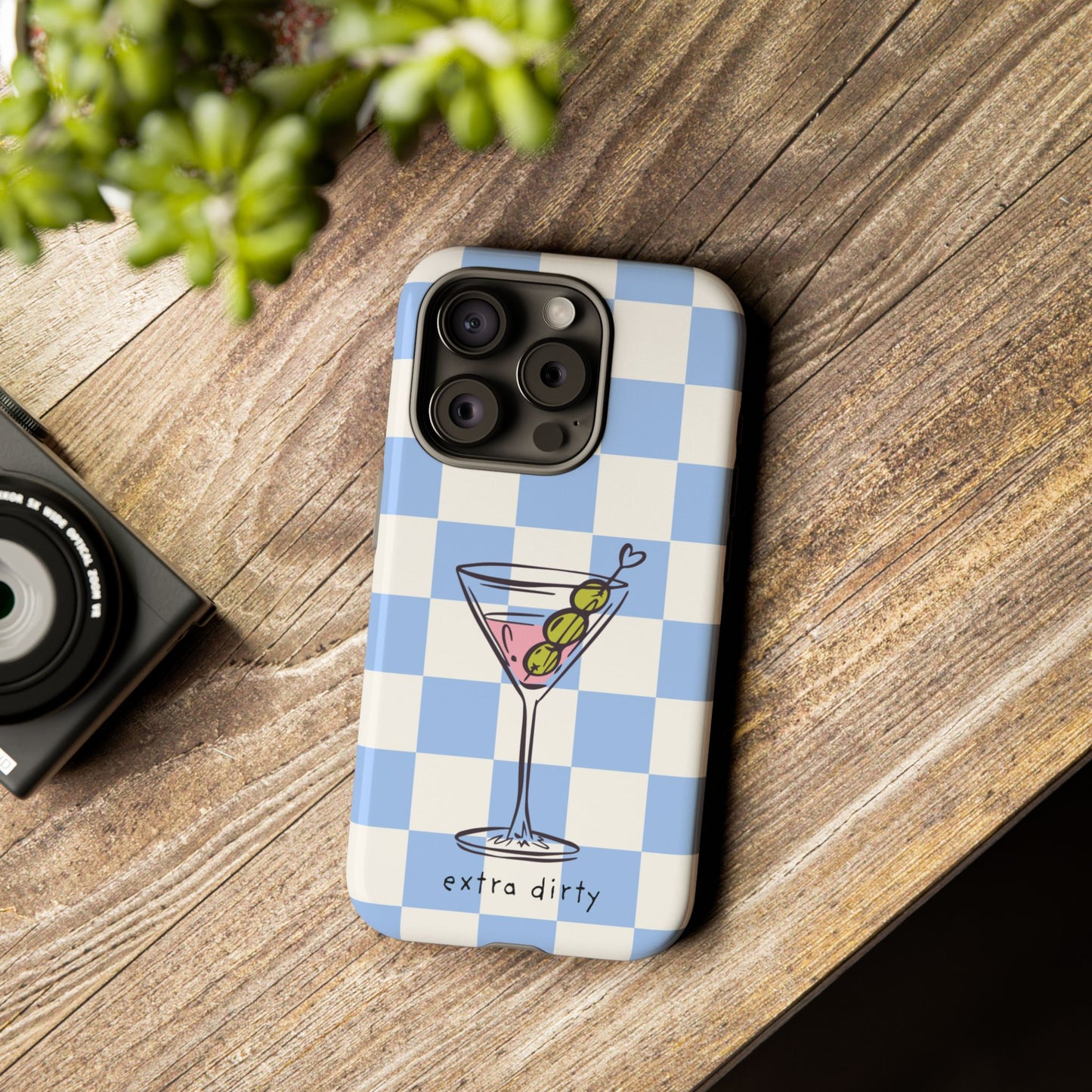 Phone Case — Blue Check Martini "extra dirty" Design