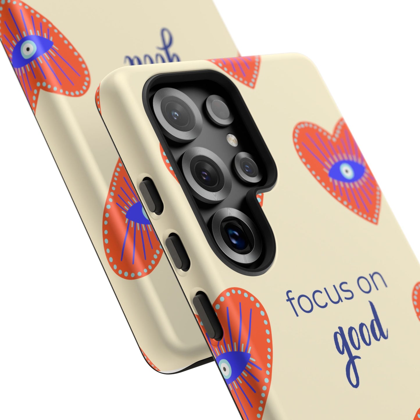Phone Case — "Focus on Good" Heart Pattern Protective Case