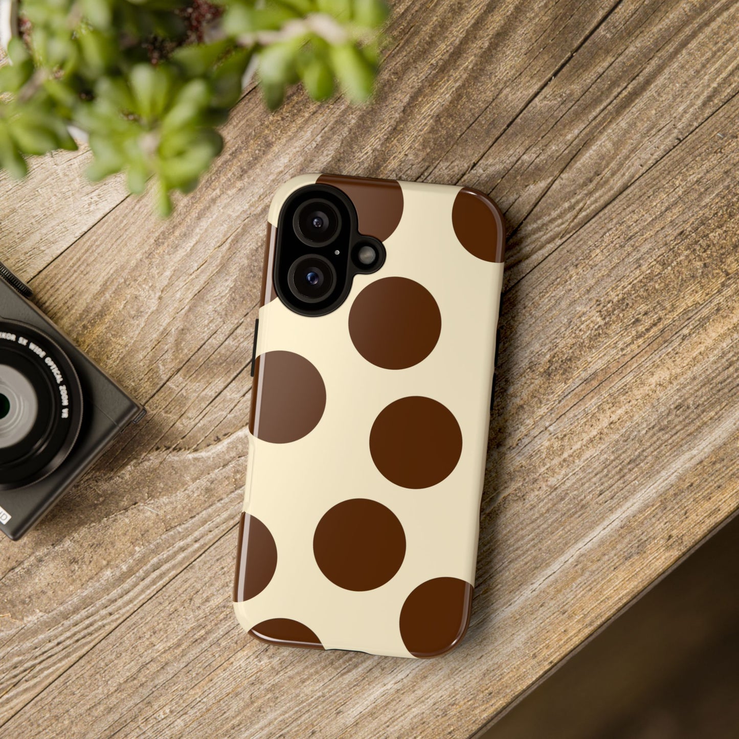 Brown Polka Dot Phone Case — Retro Large Dot Tough Case
