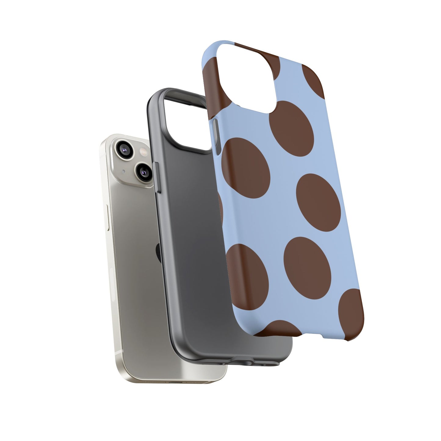 Phone Case - Blue with Brown Polka Dots (Tough Protective Phone Case)