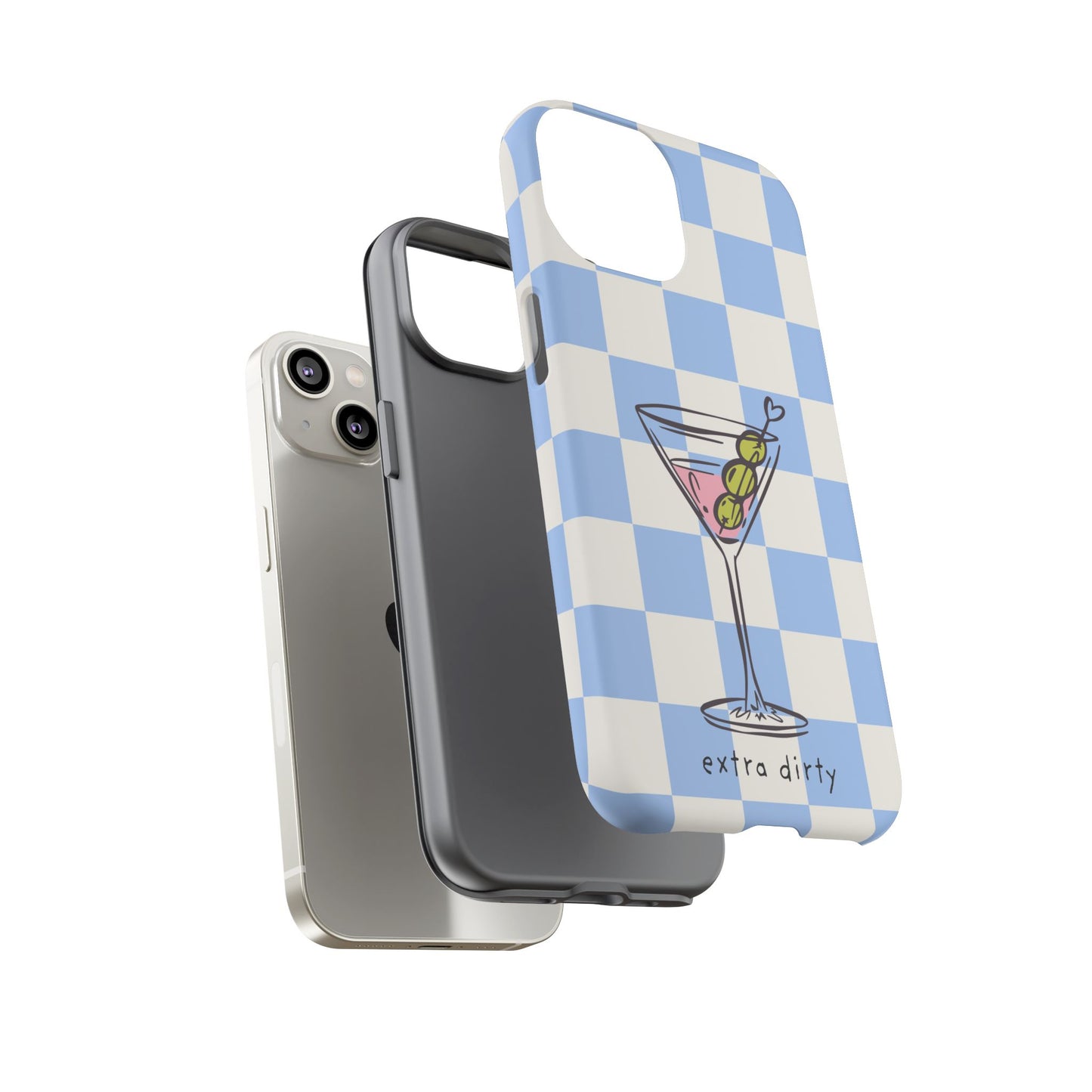 Phone Case — Blue Check Martini "extra dirty" Design
