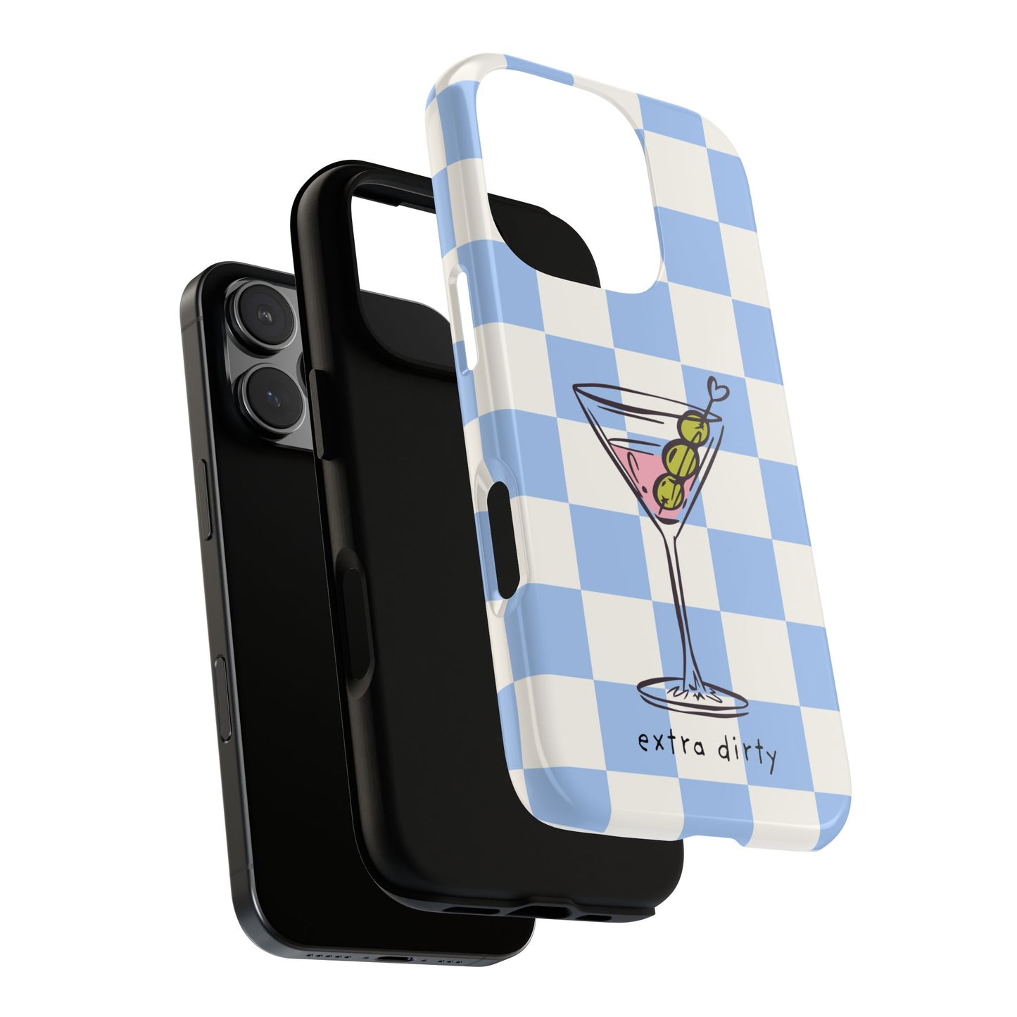 Phone Case — Blue Check Martini "extra dirty" Design