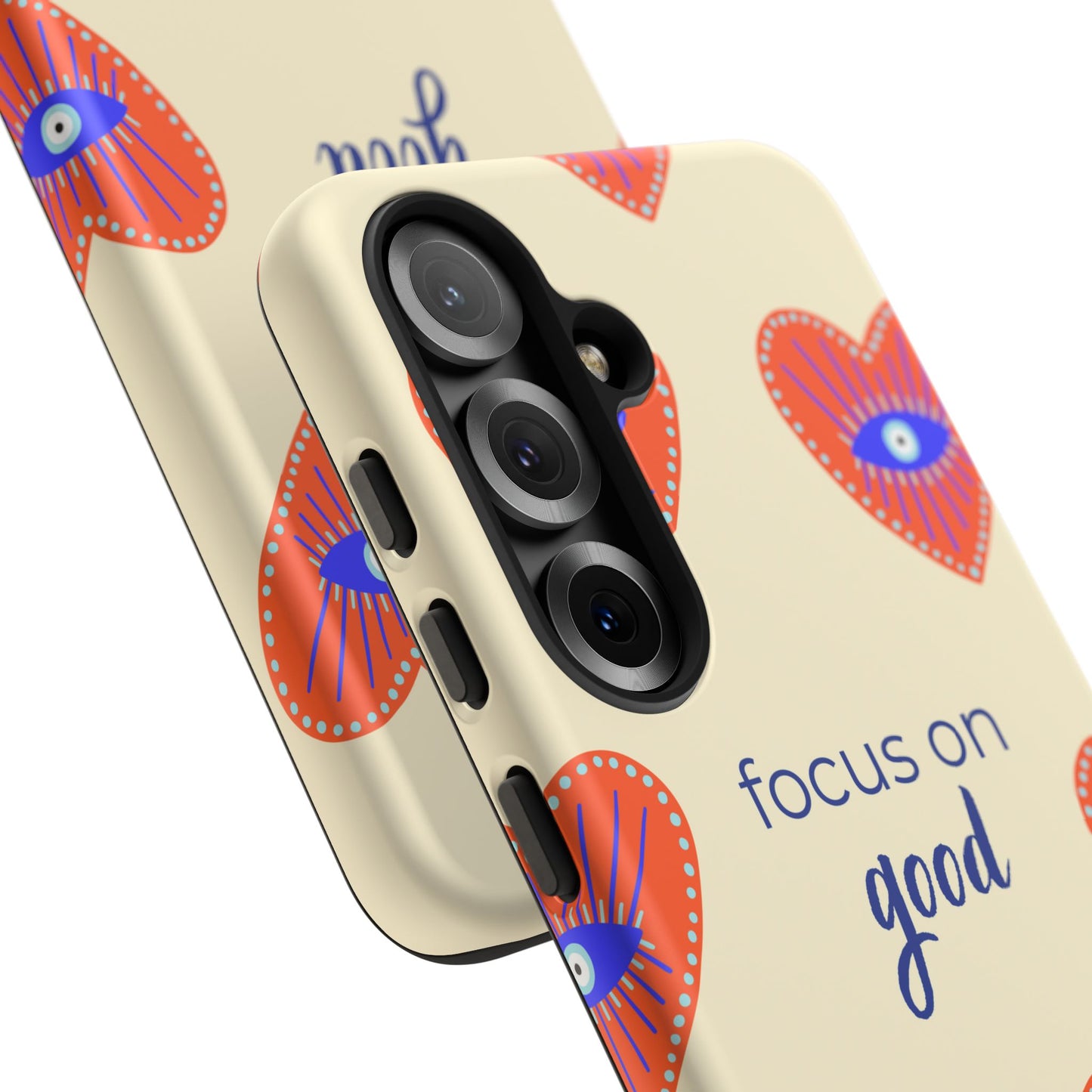 Phone Case — "Focus on Good" Heart Pattern Protective Case