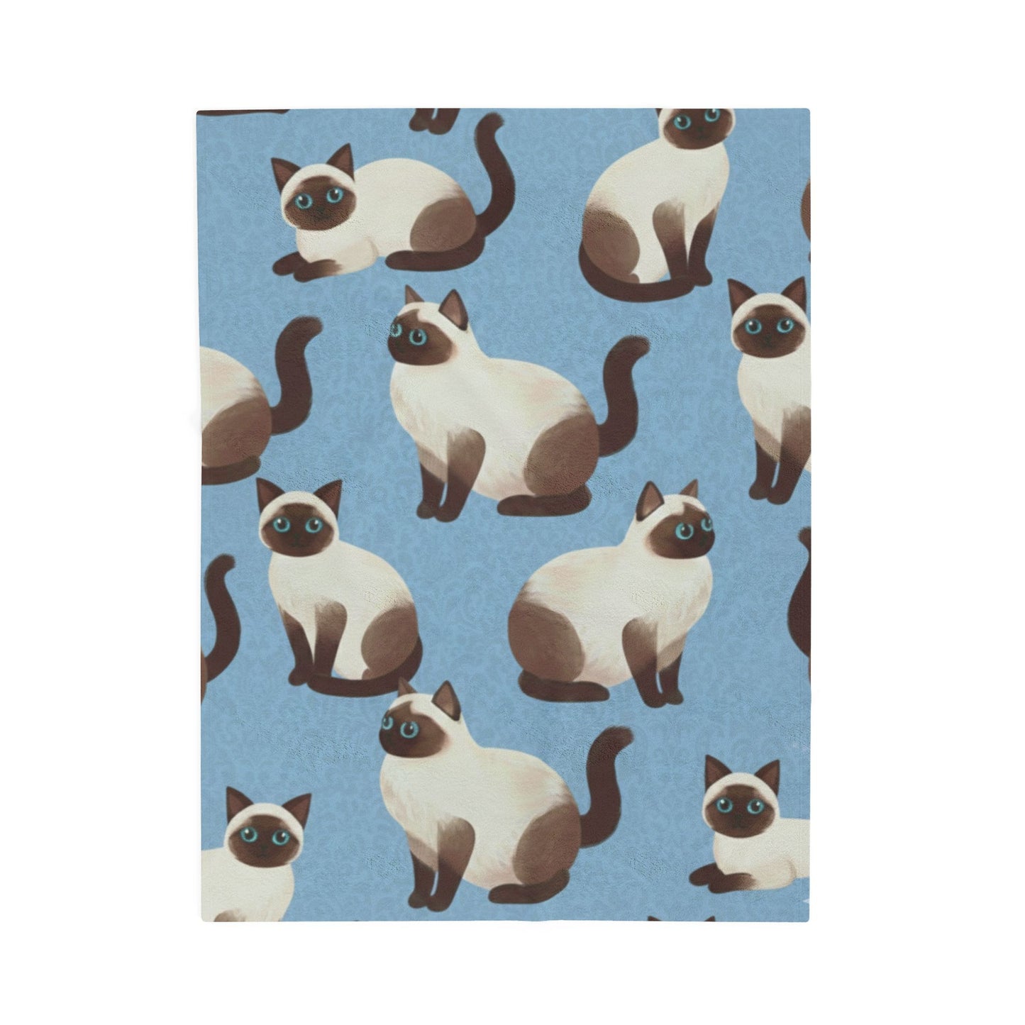 Cats Velveteen Plush Blanket – Cozy Blue Cat Pattern Throw