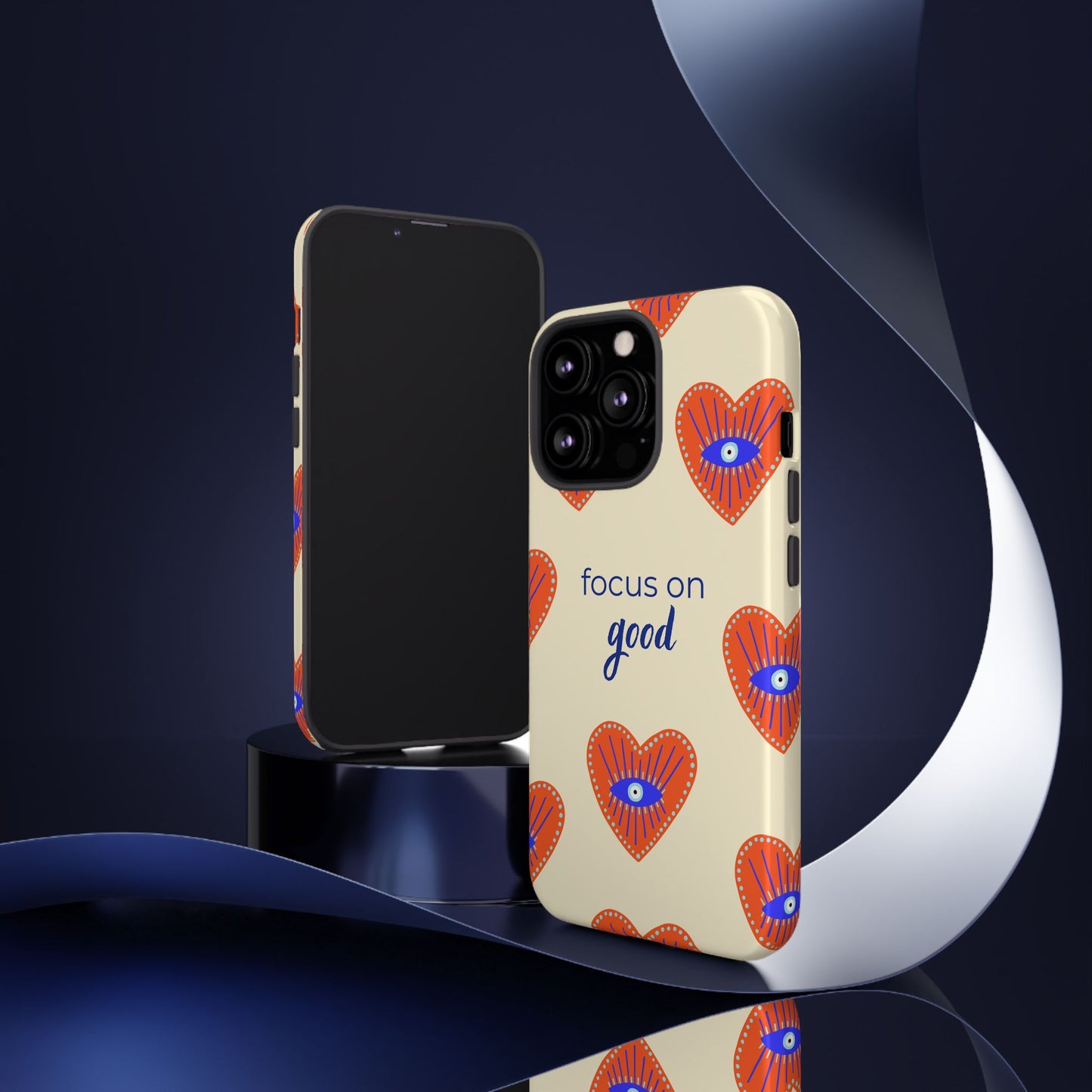 Phone Case — "Focus on Good" Heart Pattern Protective Case