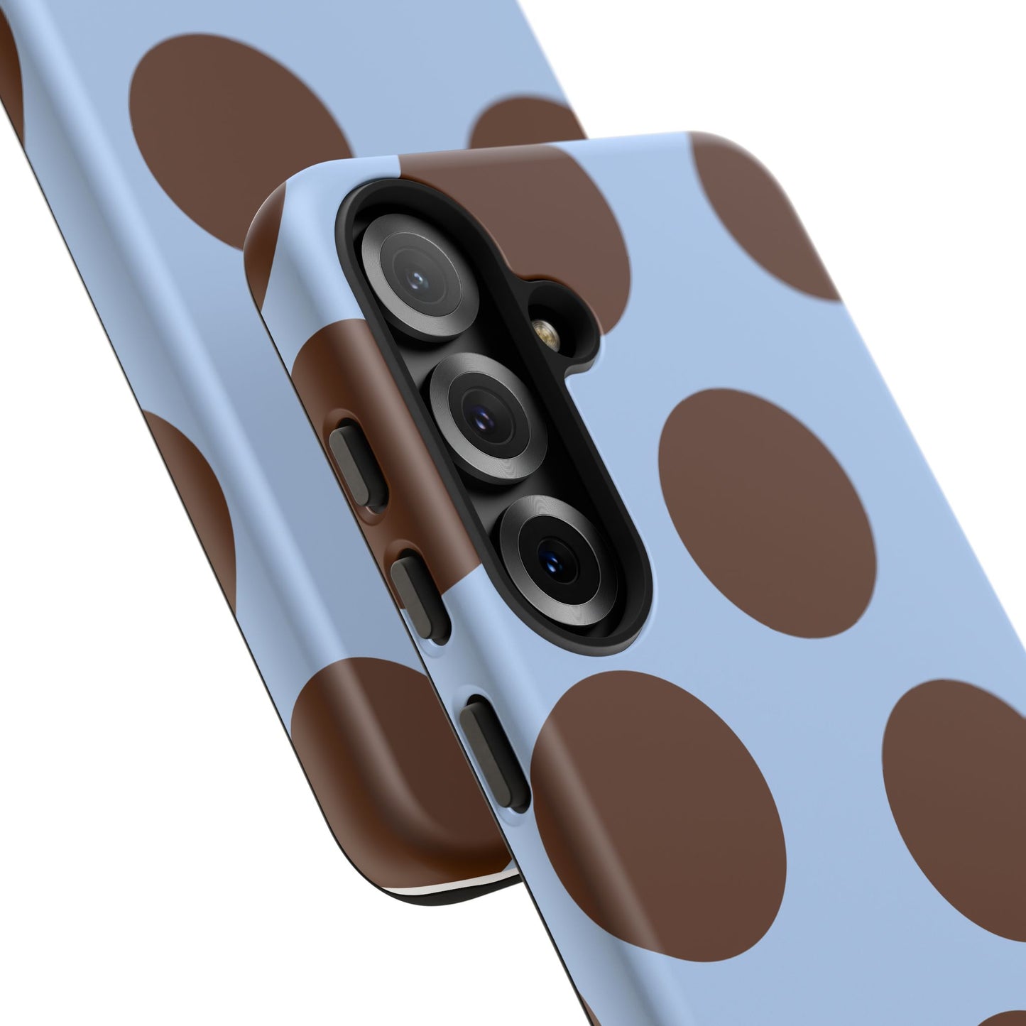 Phone Case - Blue with Brown Polka Dots (Tough Protective Phone Case)