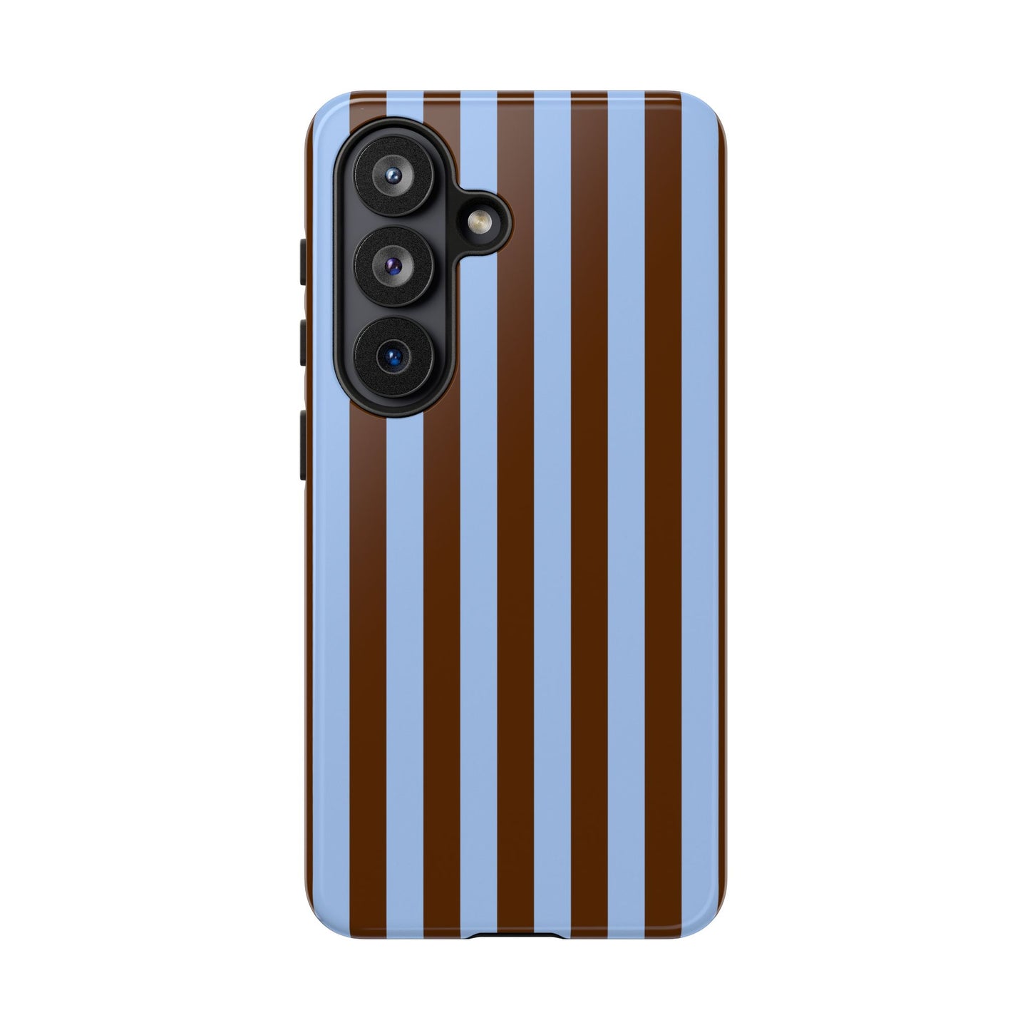 Blue & Brown Vertical Stripe Tough Phone Case — Durable Protective Cover