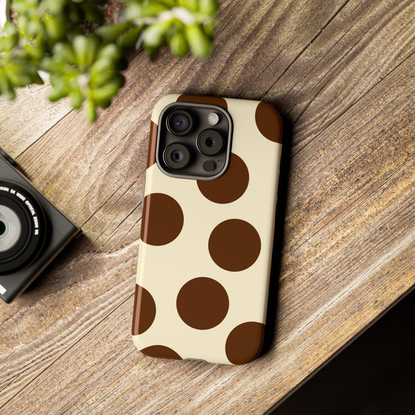 Brown Polka Dot Phone Case — Retro Large Dot Tough Case
