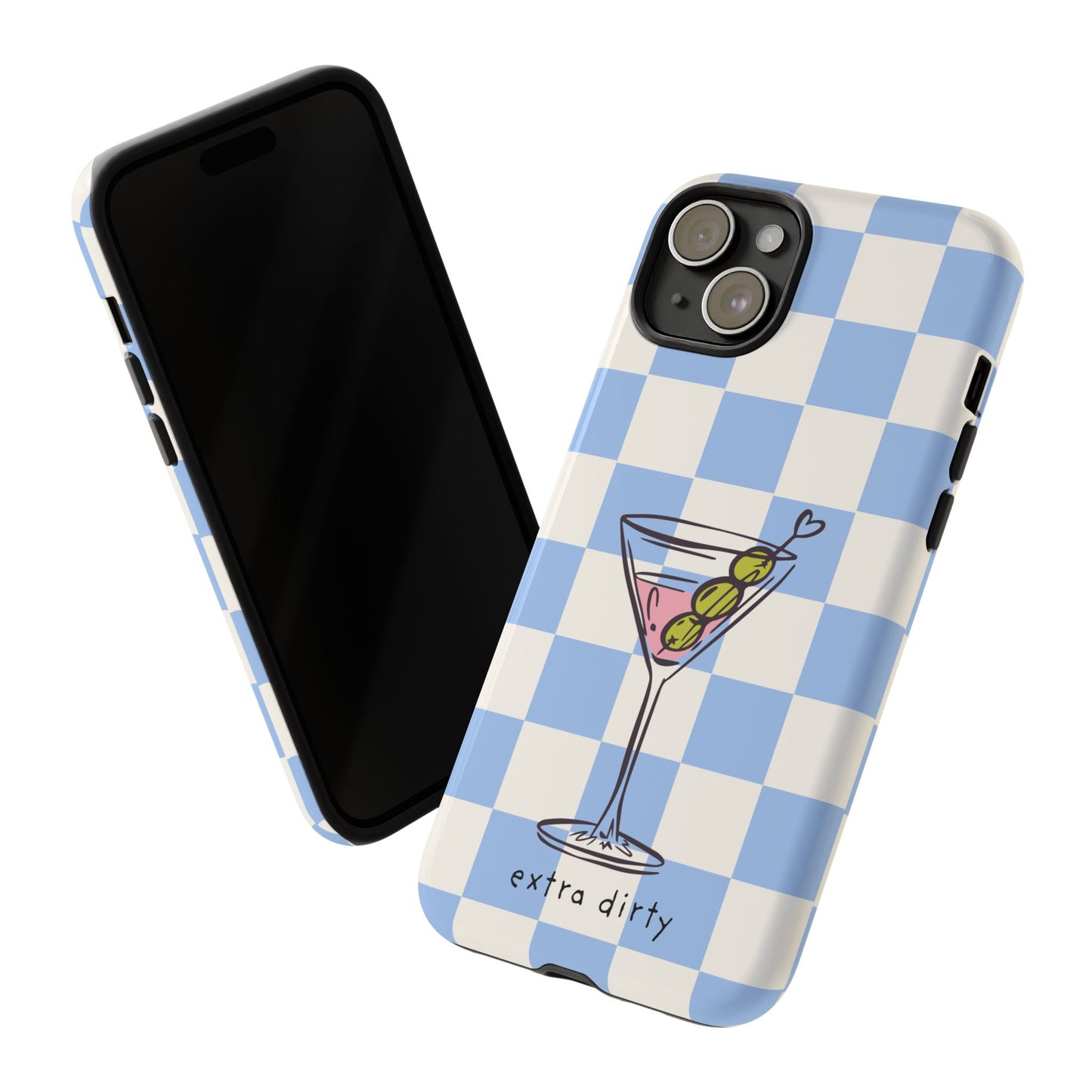 Phone Case — Blue Check Martini "extra dirty" Design