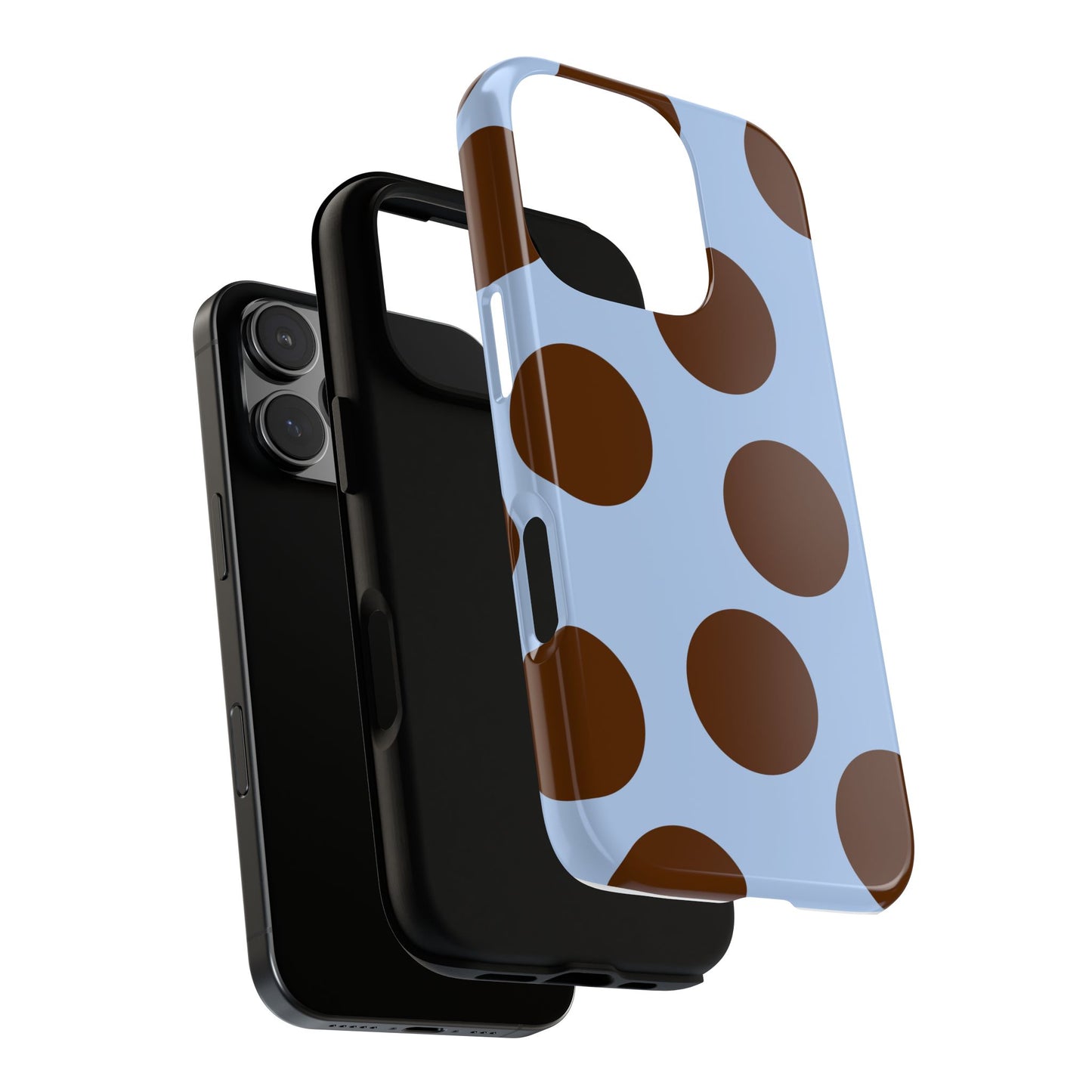 Phone Case - Blue with Brown Polka Dots (Tough Protective Phone Case)