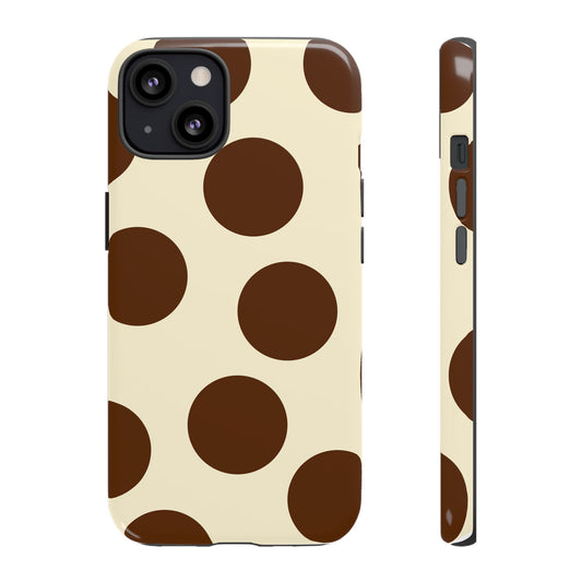 Brown Polka Dot Phone Case — Retro Large Dot Tough Case