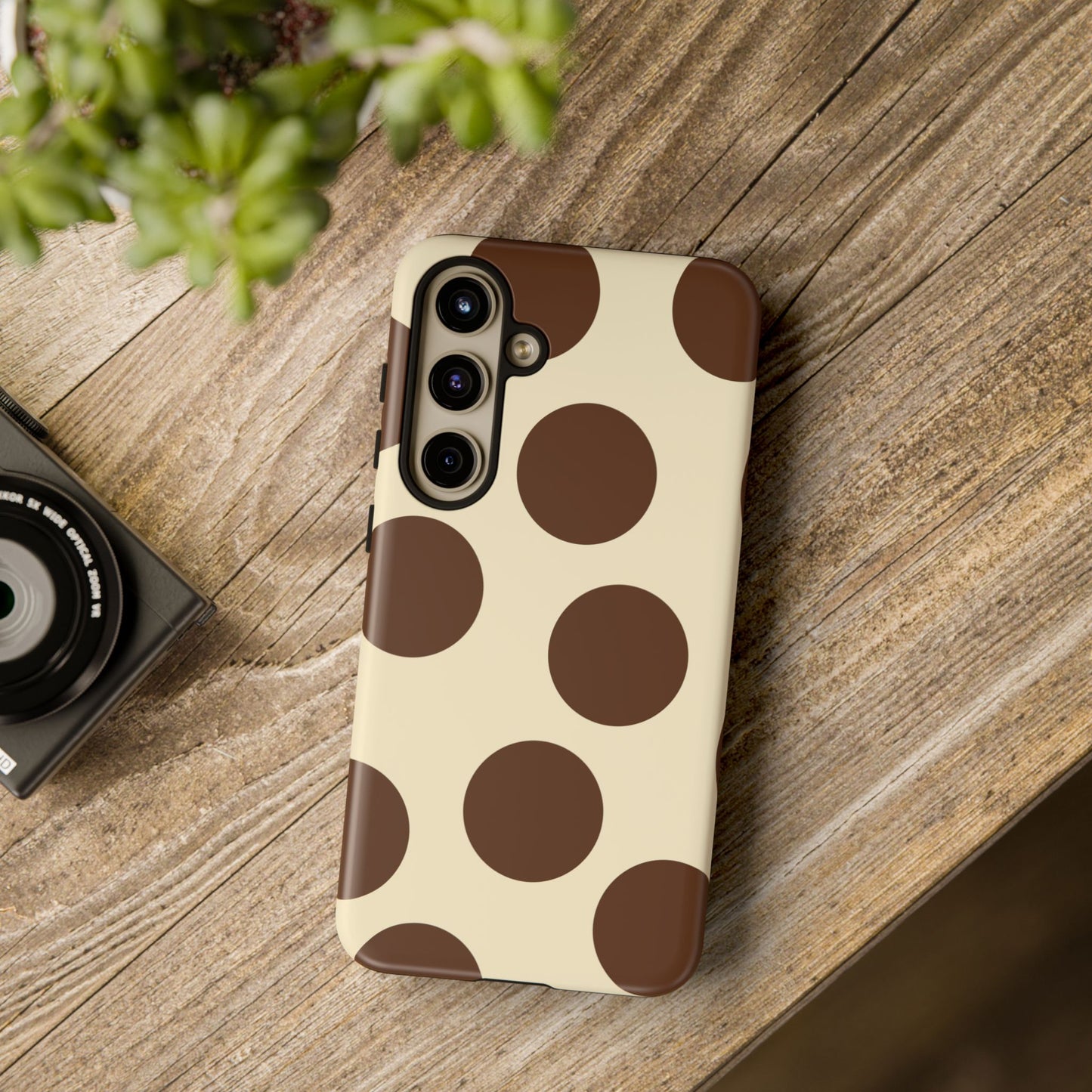 Brown Polka Dot Phone Case — Retro Large Dot Tough Case