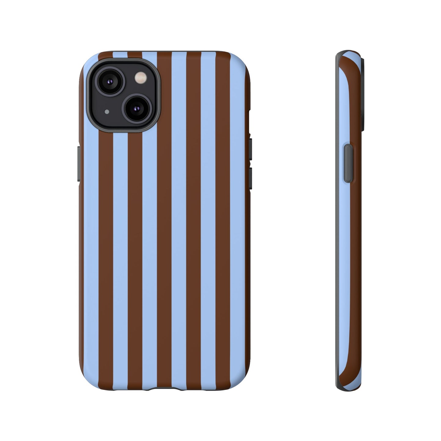 Blue & Brown Vertical Stripe Tough Phone Case — Durable Protective Cover