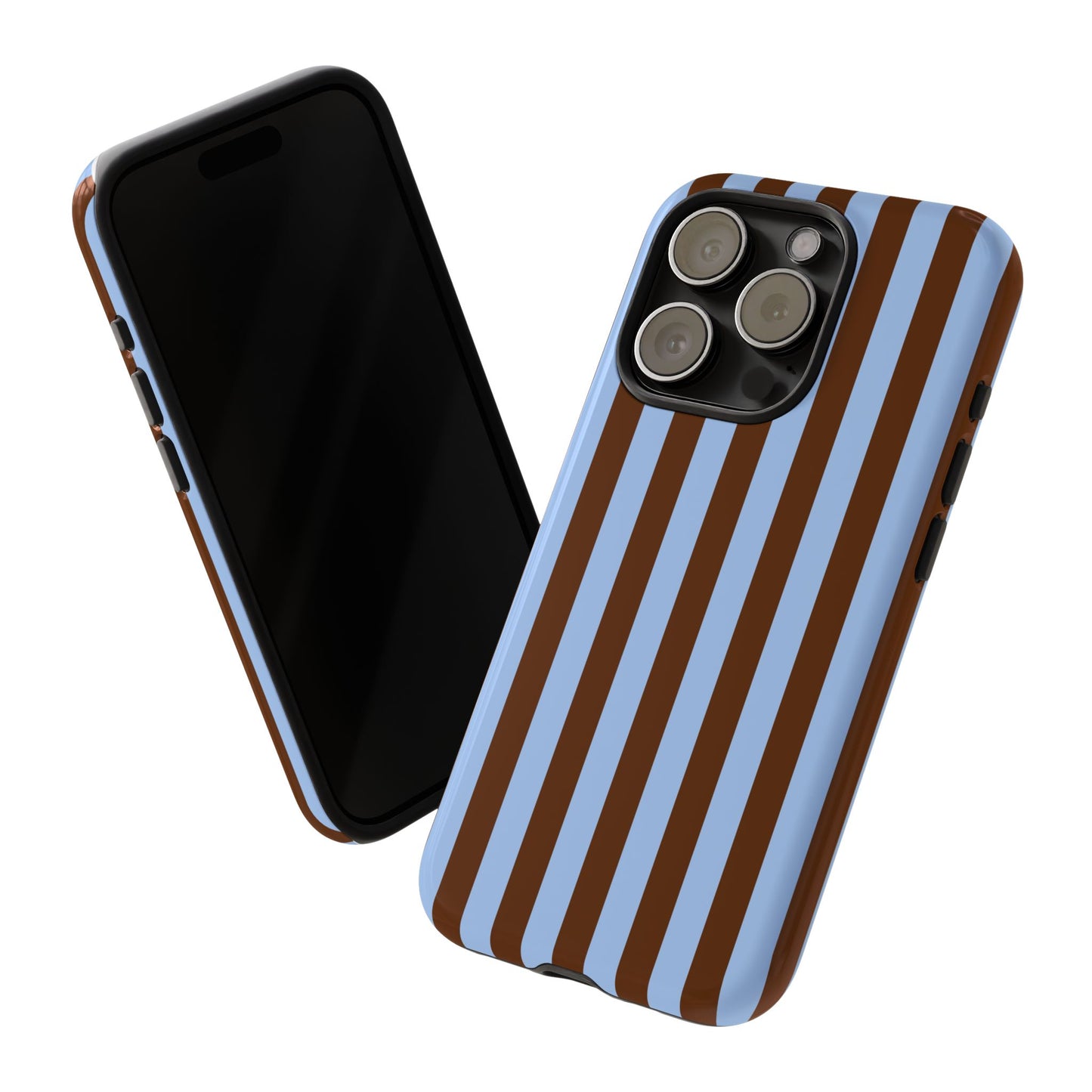 Blue & Brown Vertical Stripe Tough Phone Case — Durable Protective Cover