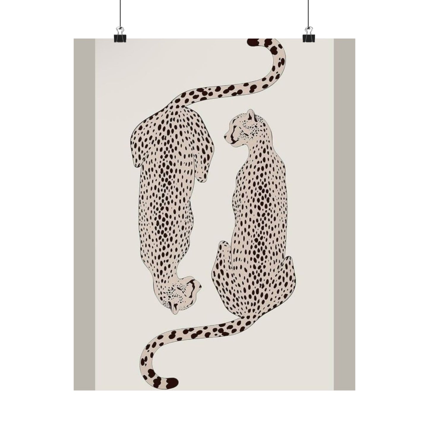 Leopard Pair Matte Poster — Minimal Neutral Animal Wall Art