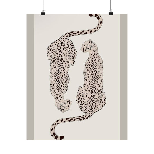Leopard Pair Matte Poster — Minimal Neutral Animal Wall Art