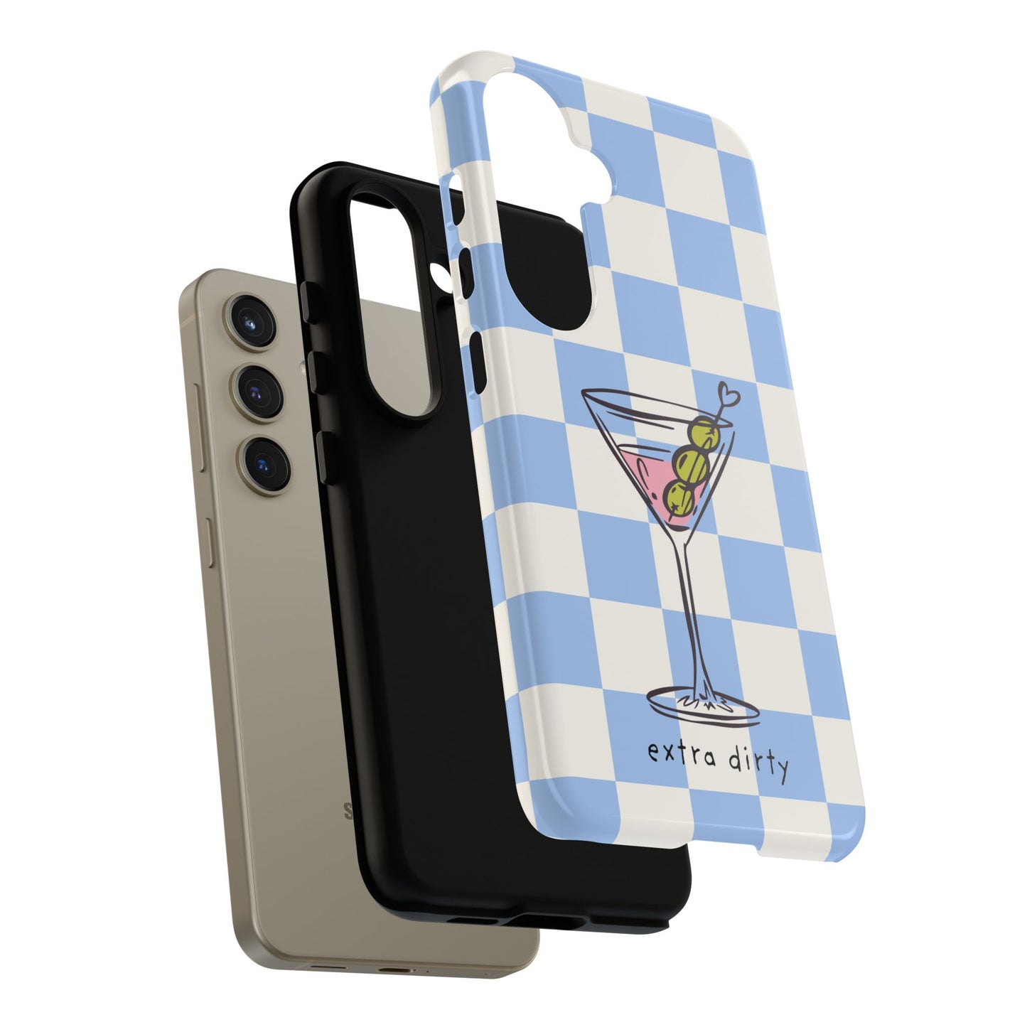 Phone Case — Blue Check Martini "extra dirty" Design