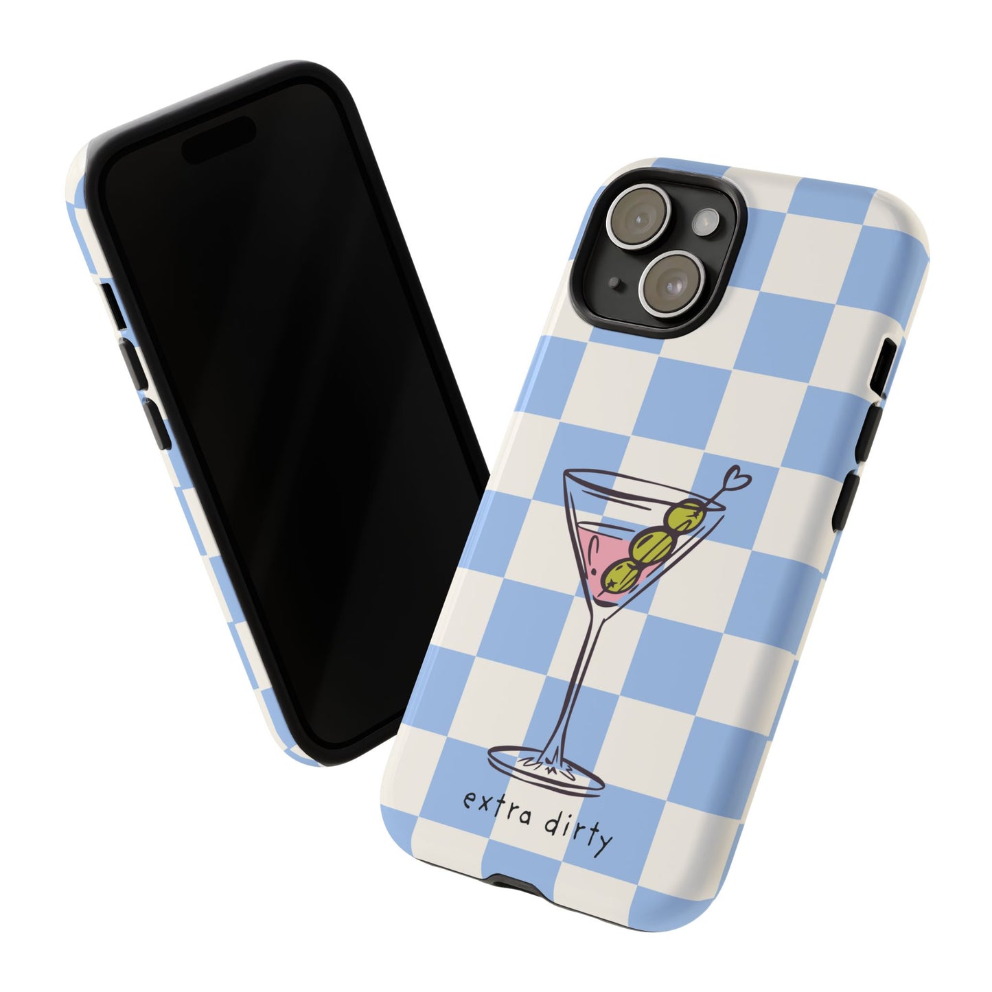 Phone Case — Blue Check Martini "extra dirty" Design