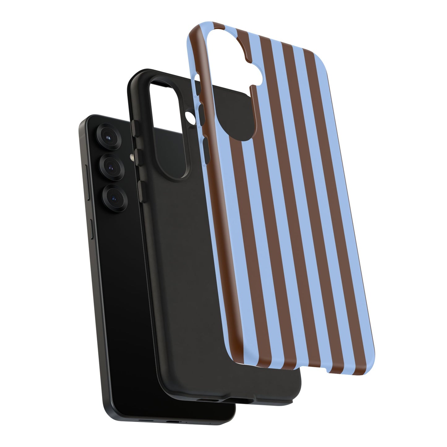 Blue & Brown Vertical Stripe Tough Phone Case — Durable Protective Cover