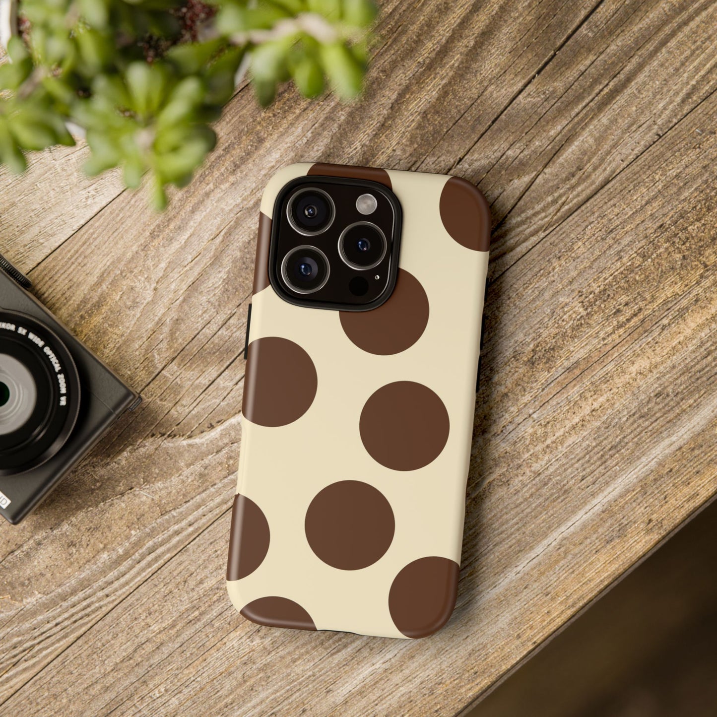Brown Polka Dot Phone Case — Retro Large Dot Tough Case