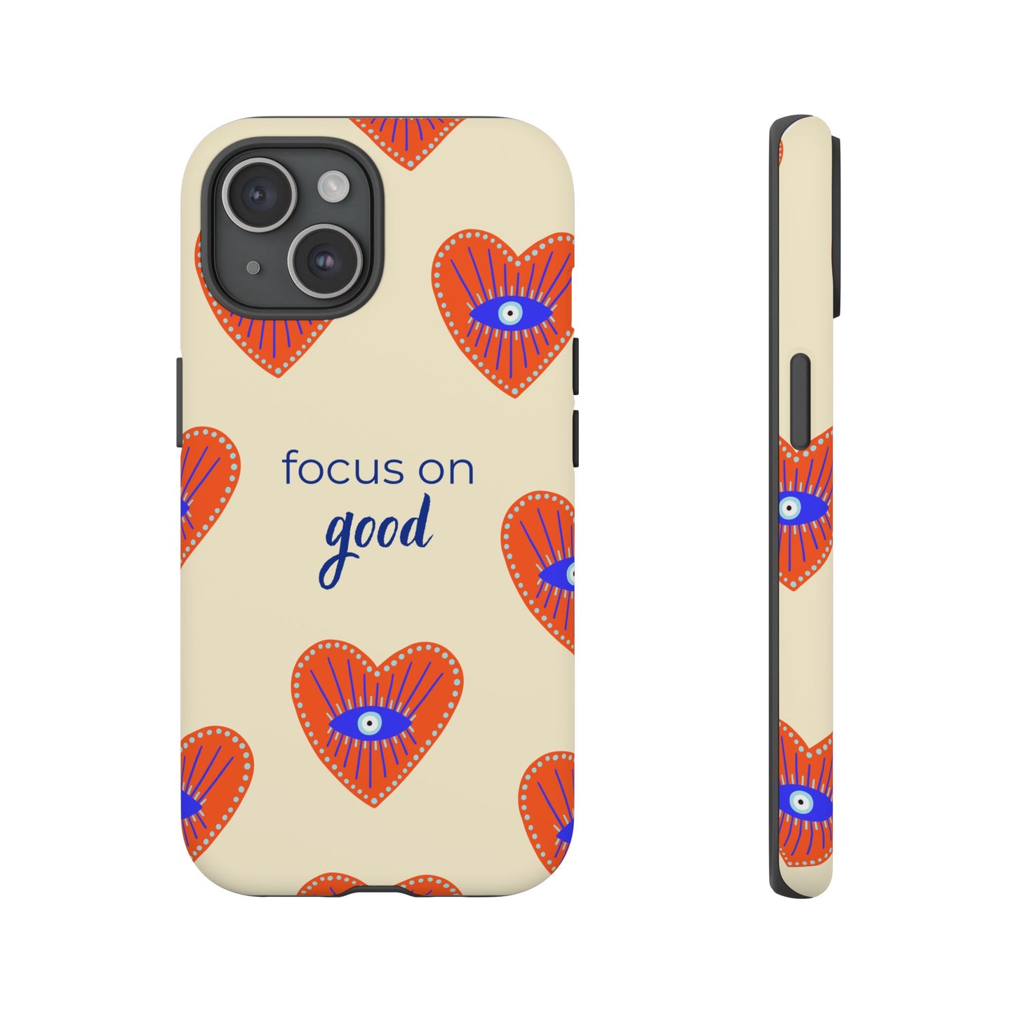 Phone Case — "Focus on Good" Heart Pattern Protective Case